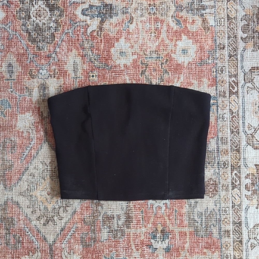OAK + FORT Black Strapless Top